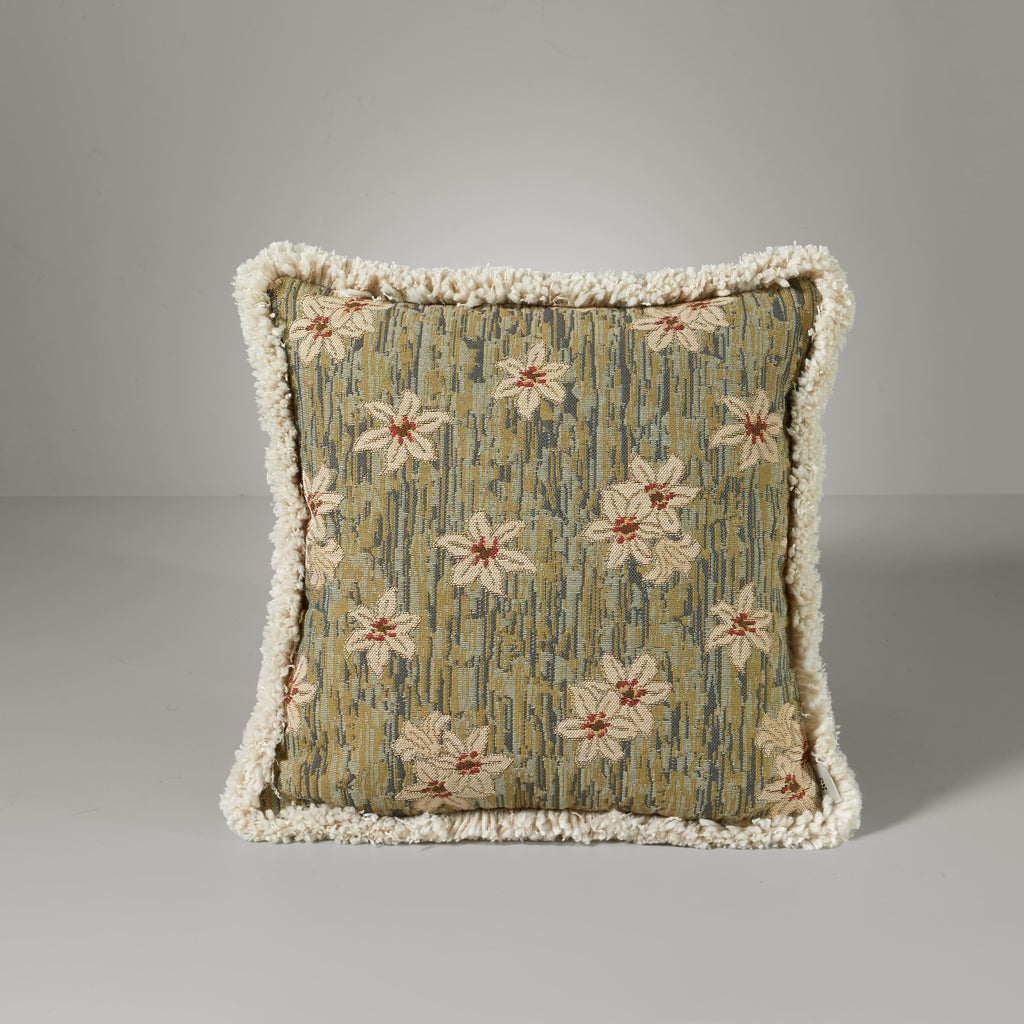 Annie flowers fringe cushion, 40x40, green