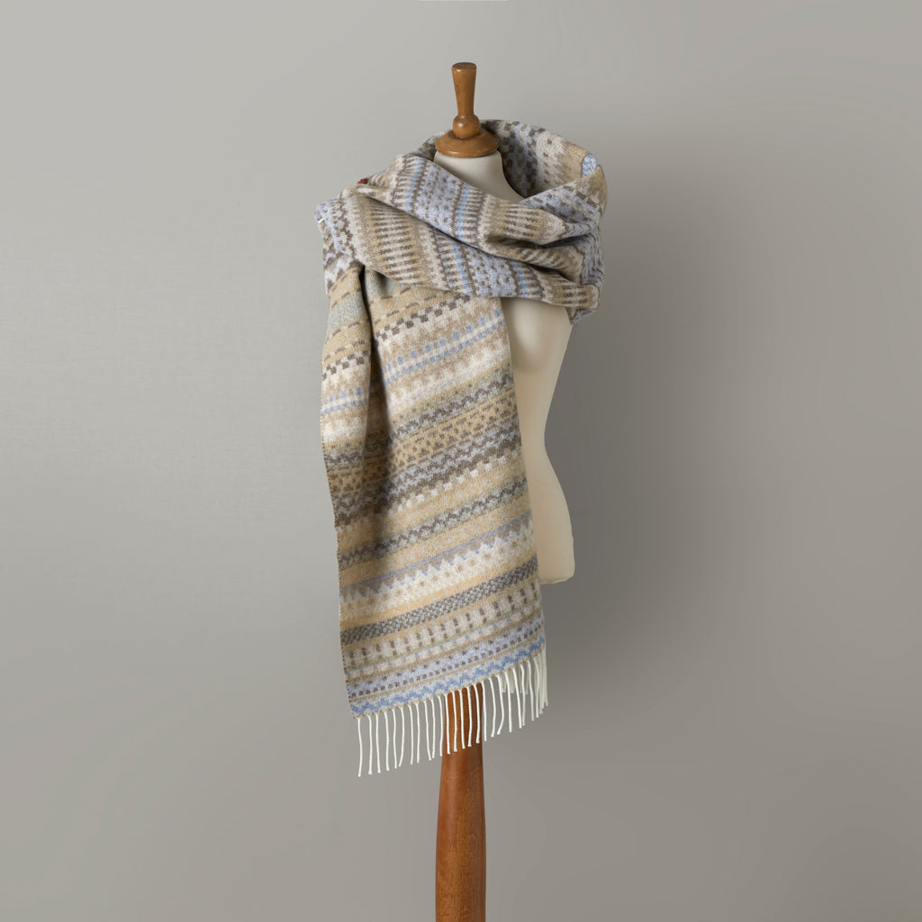 Alana heritage  scarf, 42X190, beige/blue