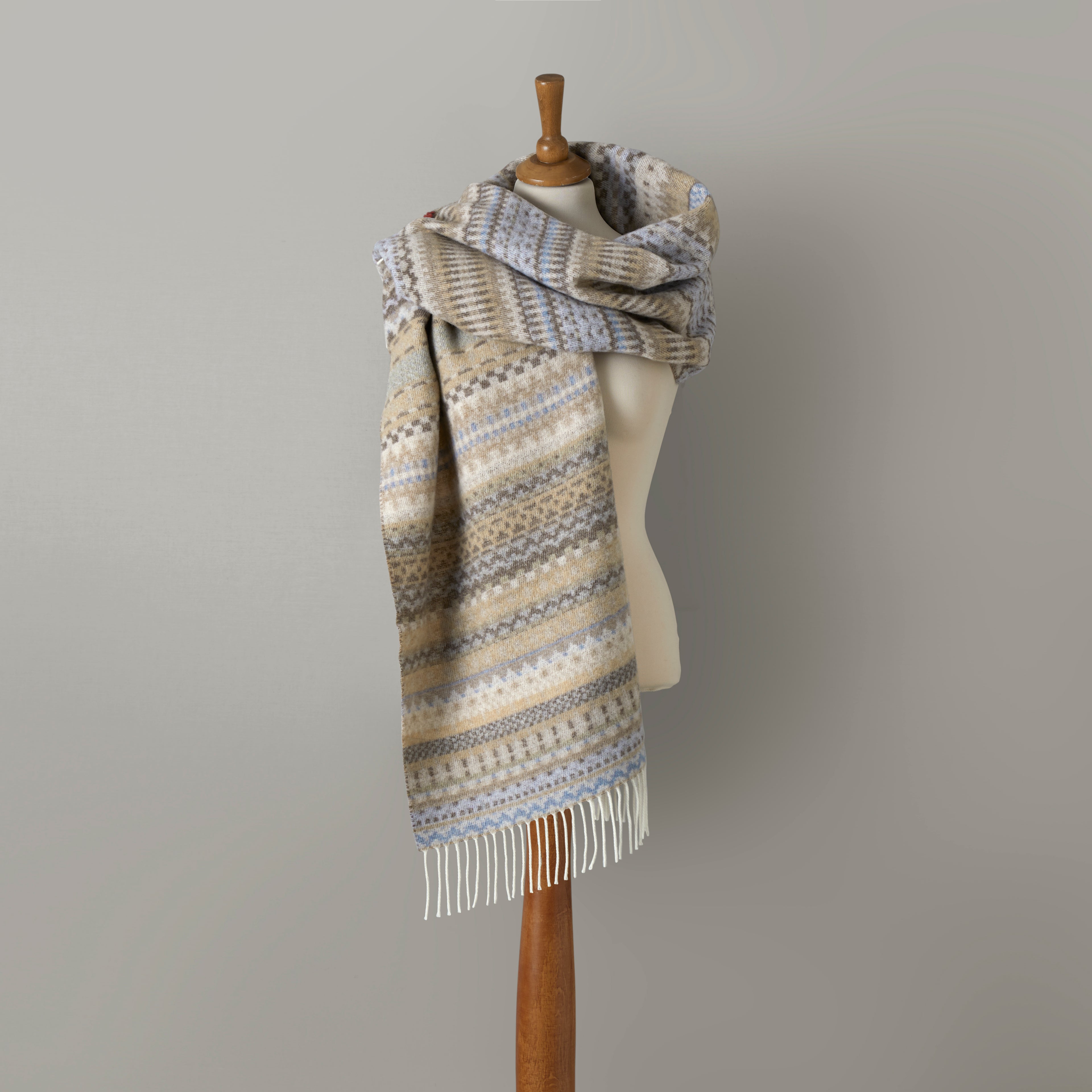 Alana heritage  scarf, 42X190, beige/blue