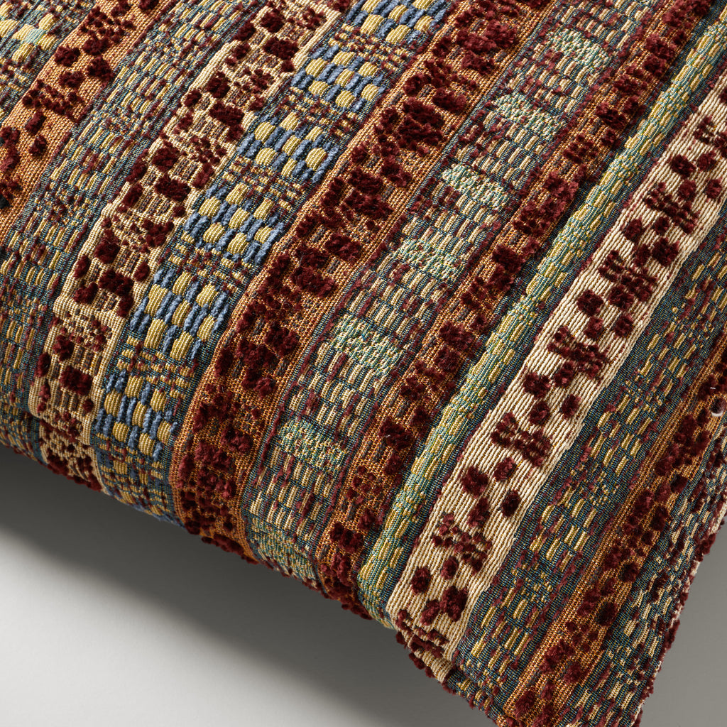 Astrid stripe cushion, rust/green