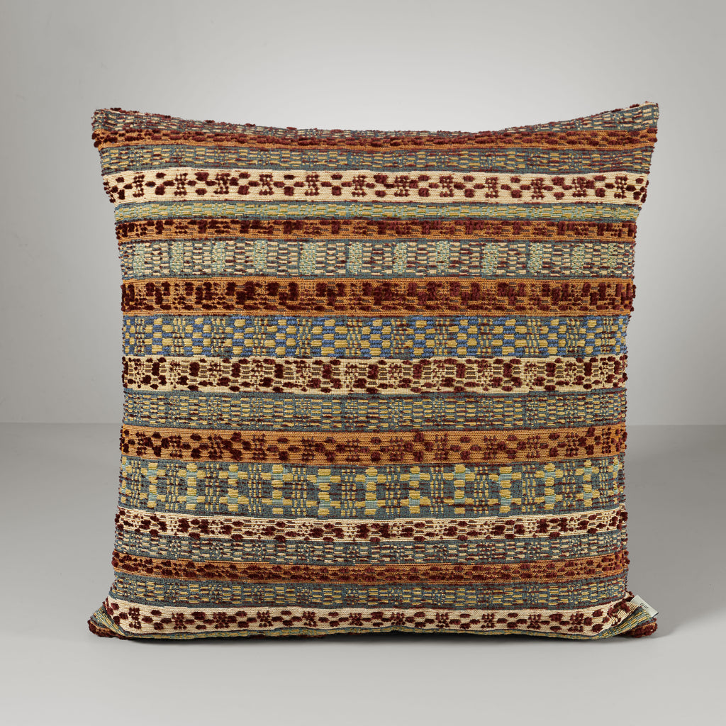 Astrid stripe cushion, rust/green