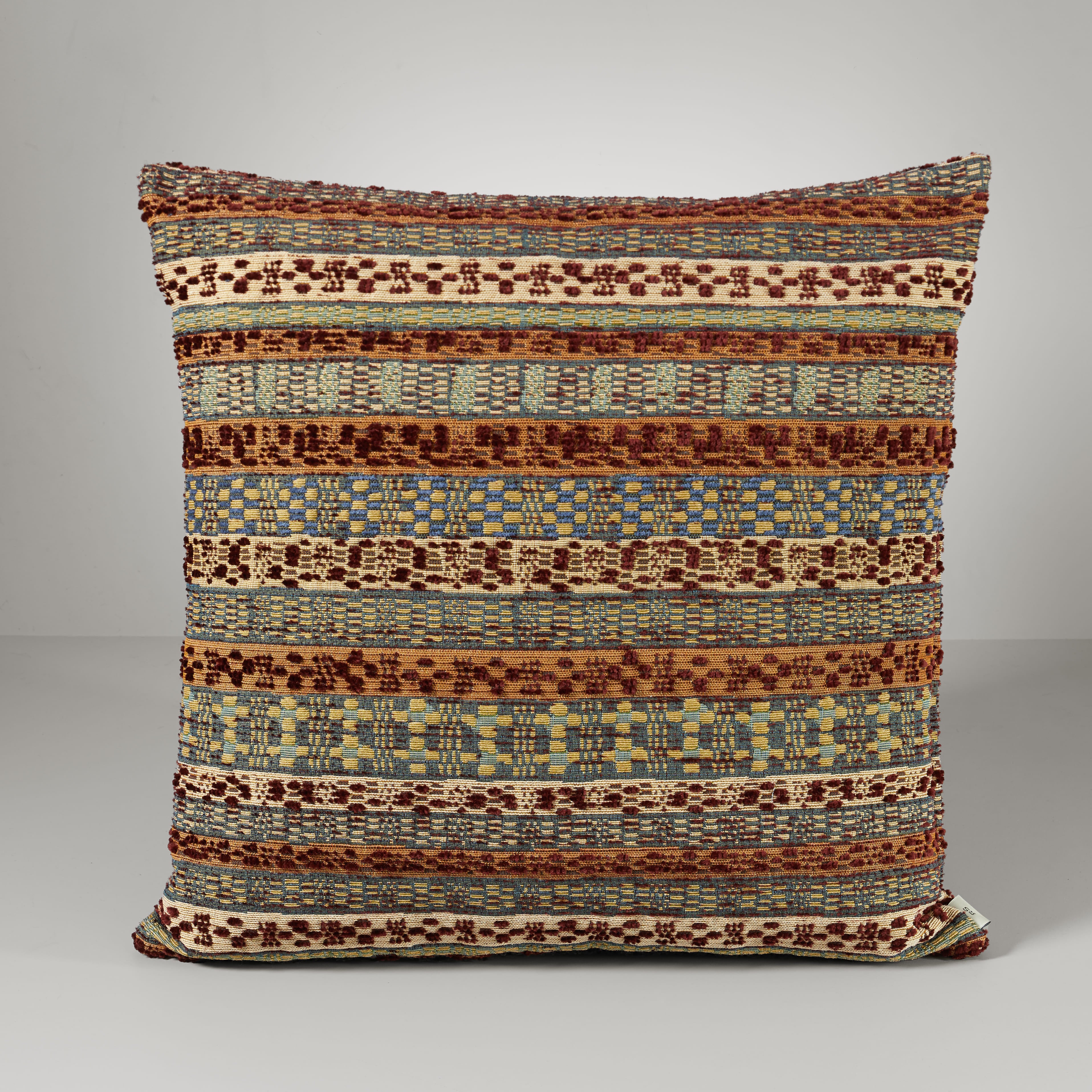 Astrid stripe cushion, rust/green