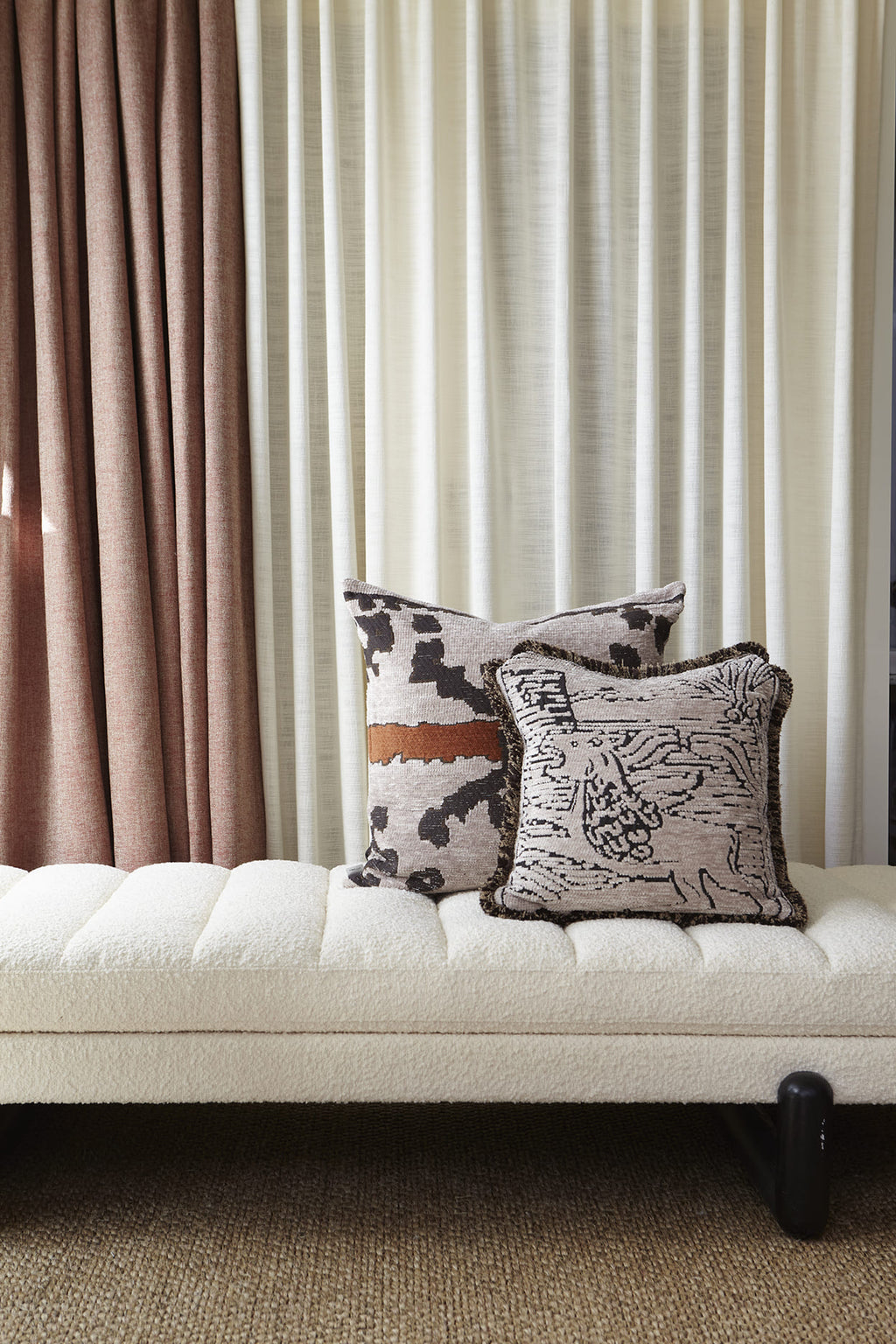 GM lion fringe cushion, 50X50, beige/brown