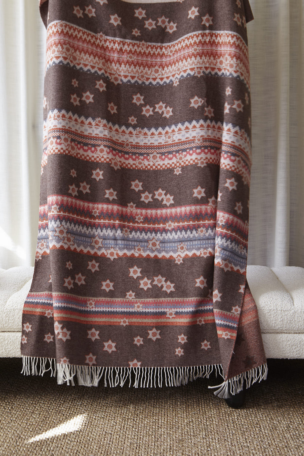 Archive flowers throw, 130X190, brown/multi