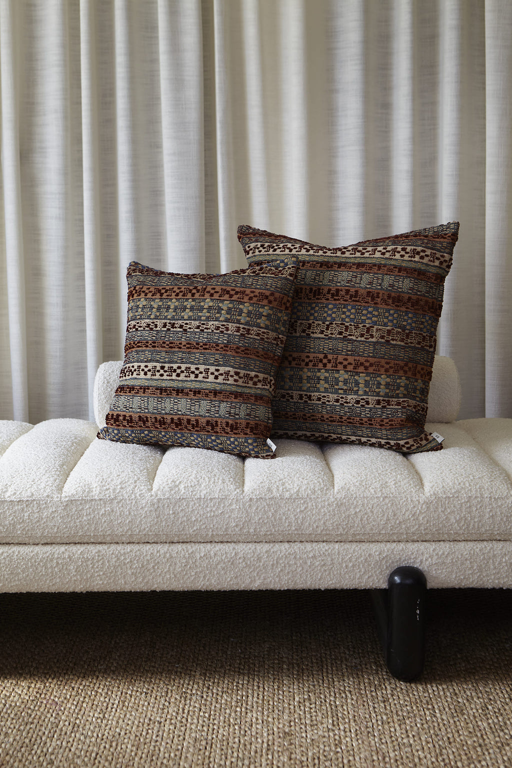 Astrid stripe cushion, rust/green