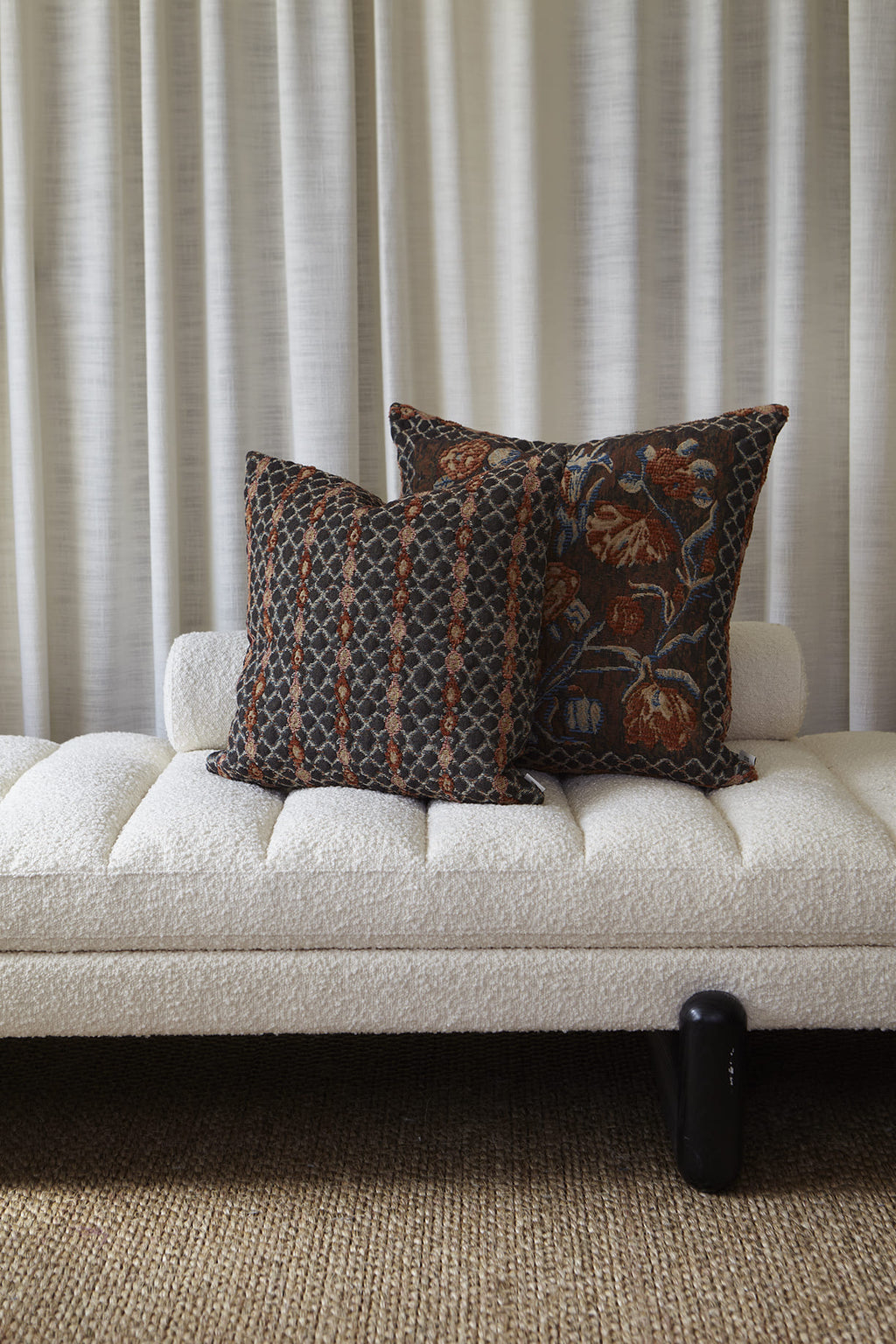 Astrid geometric cushion, 50X50, burgundy/green
