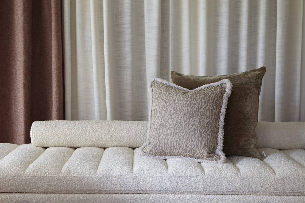 Agnes fringe cushion, 50X50, beige