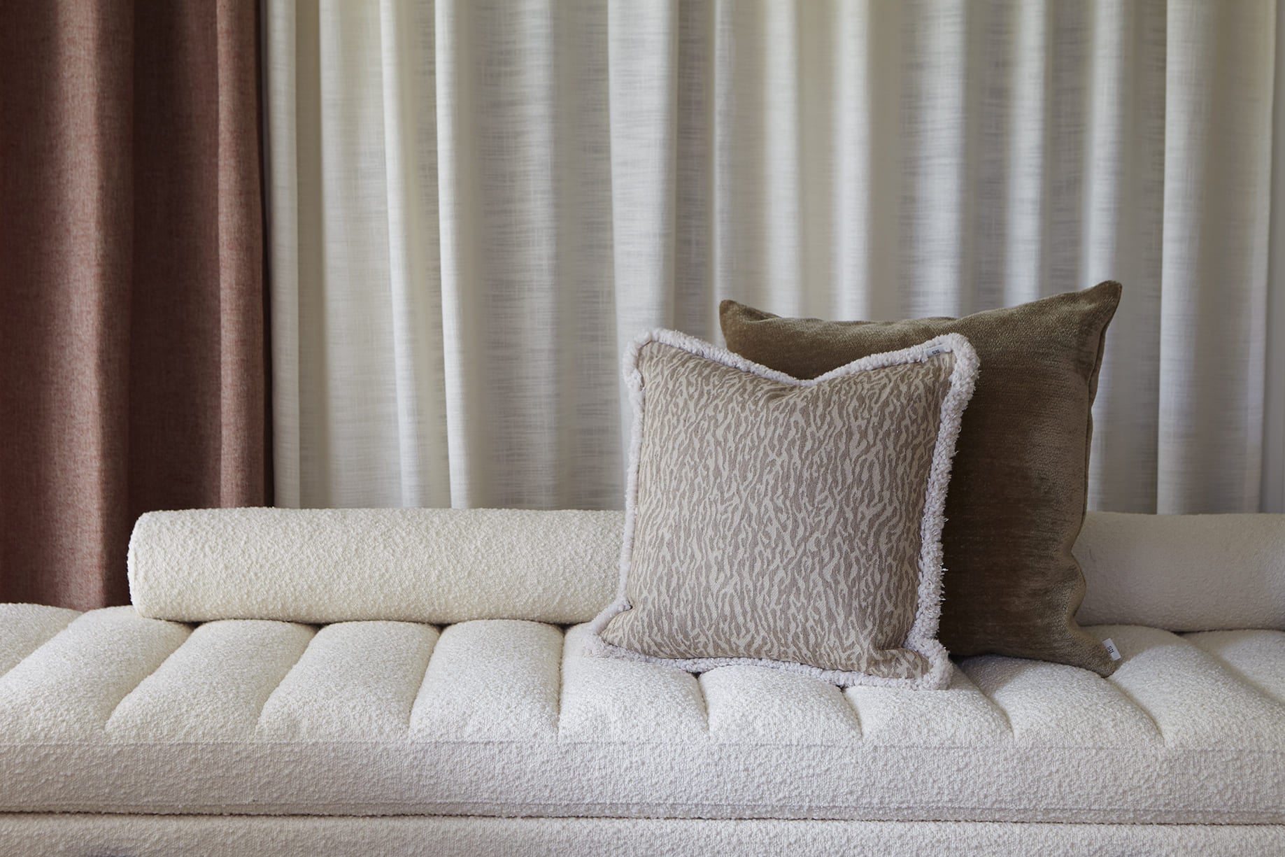 Agnes fringe cushion, 50X50, beige