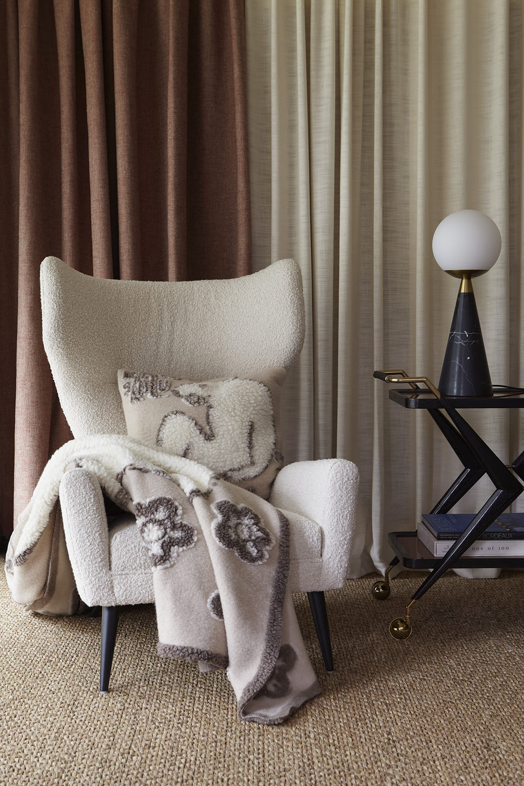 GM bear, wool throw, 150X190, beige