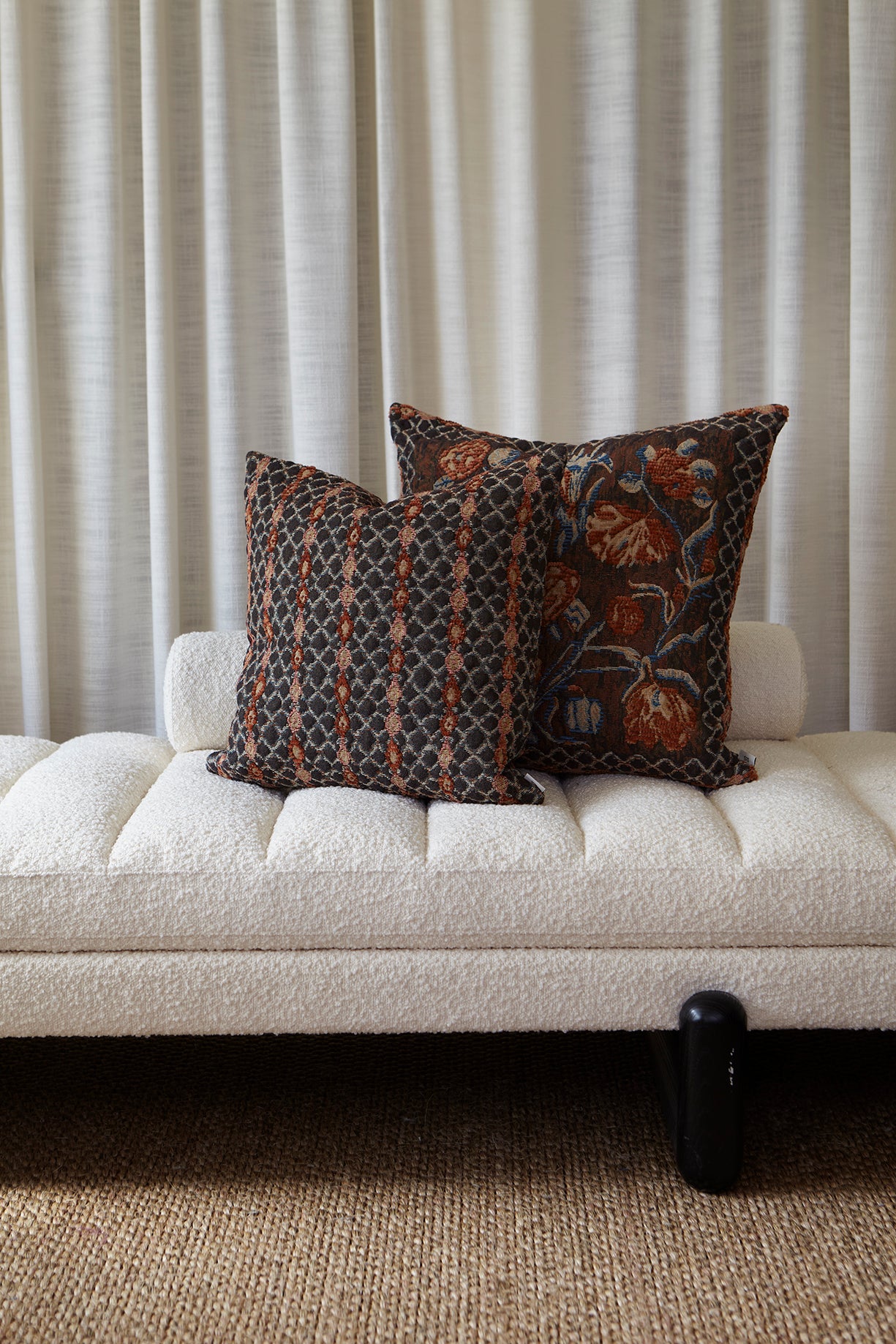 Anniken stripe cushion, brown/rust