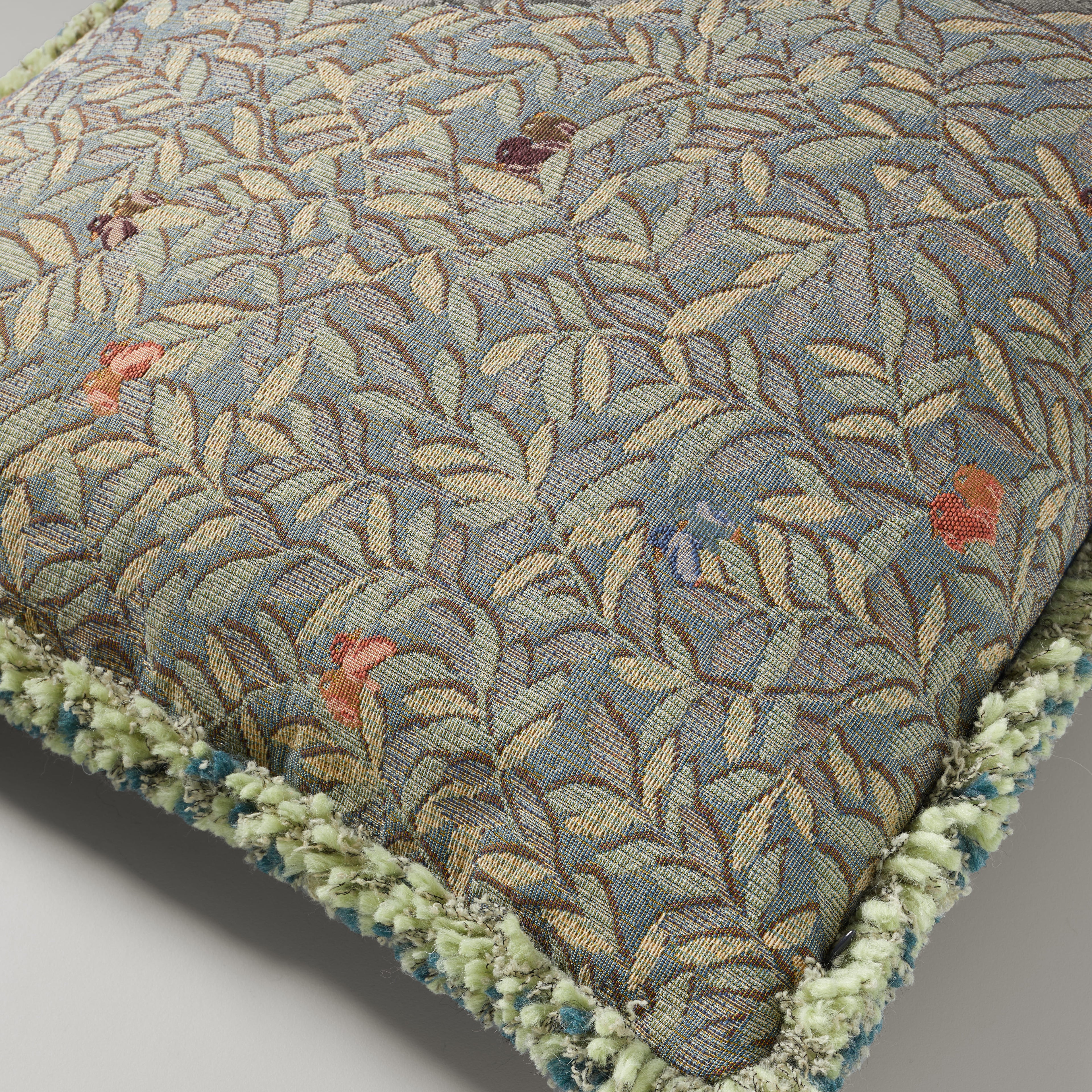 Aria birds fringe cushion, 50X50, green