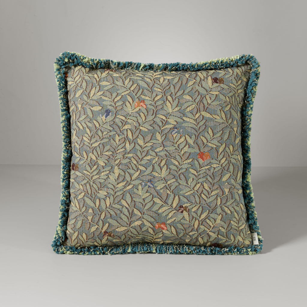 Aria birds fringe cushion, 50X50, green
