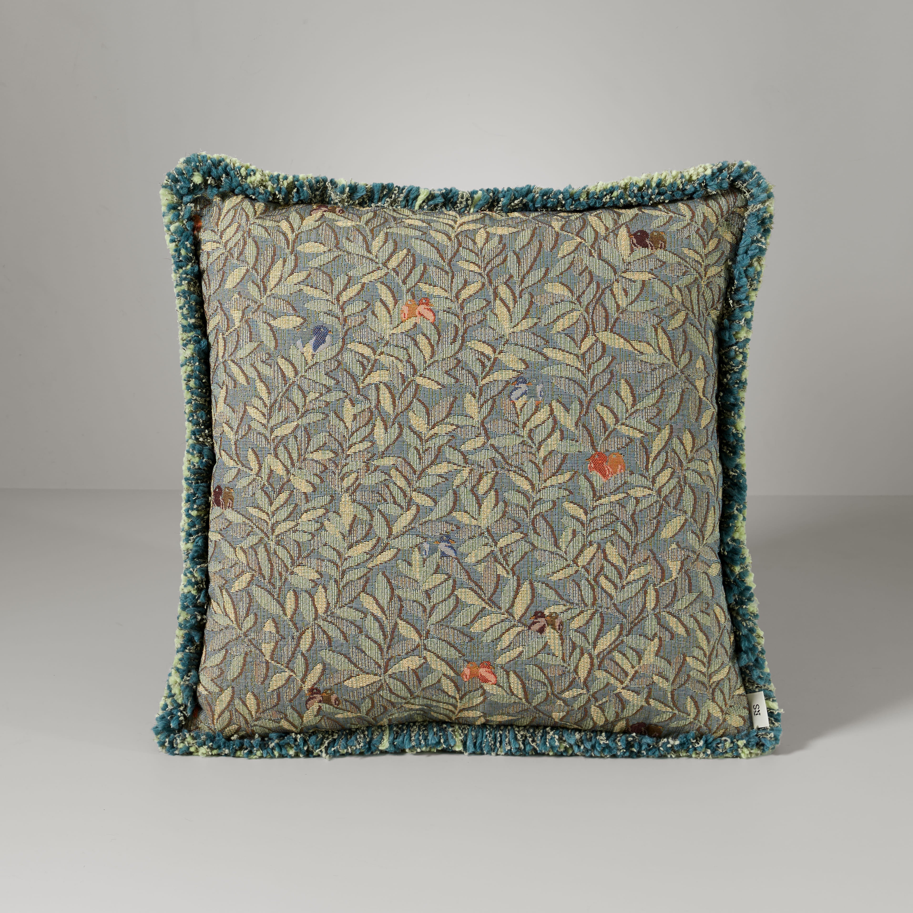 Aria birds fringe cushion, 50X50, green