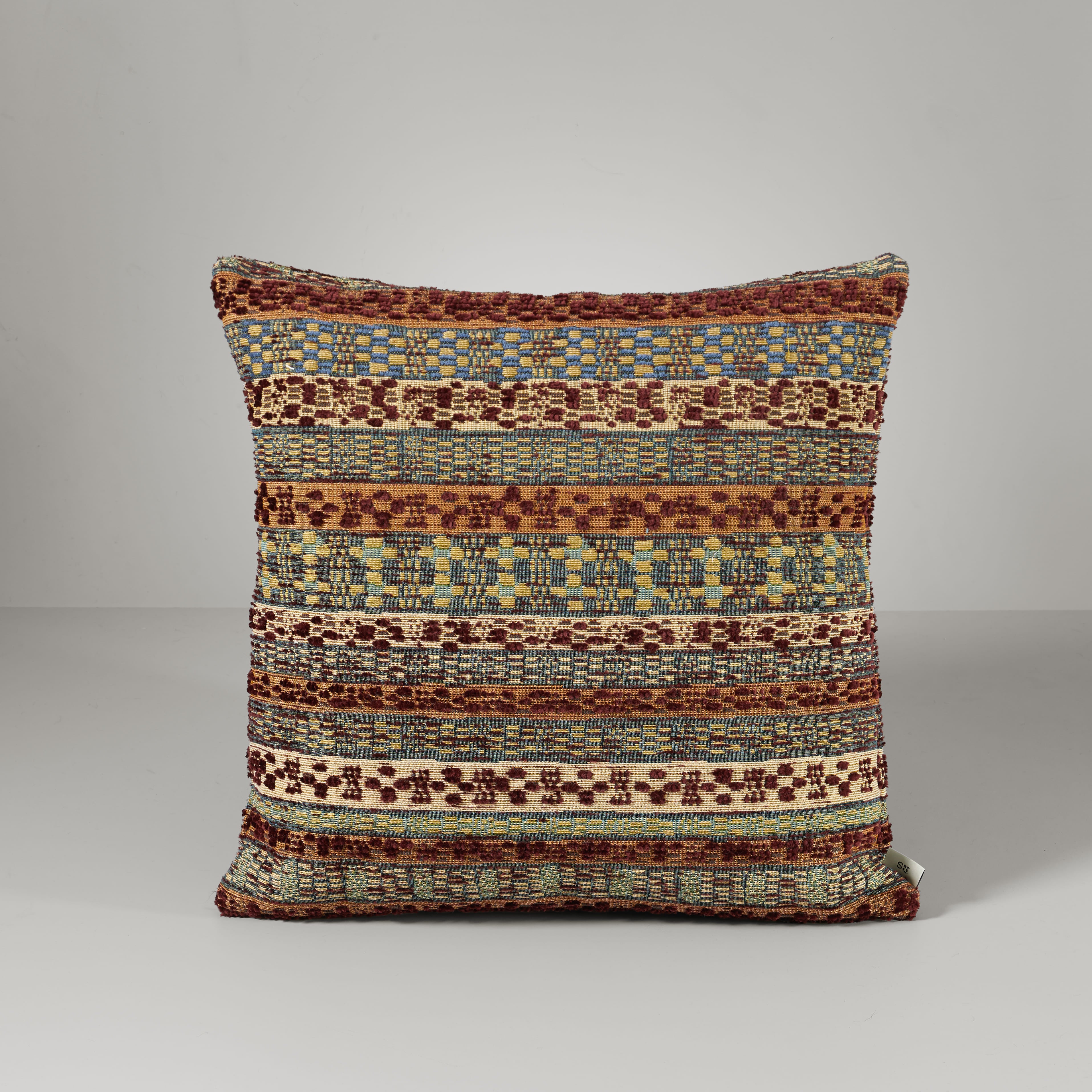 Astrid stripe cushion, rust/green
