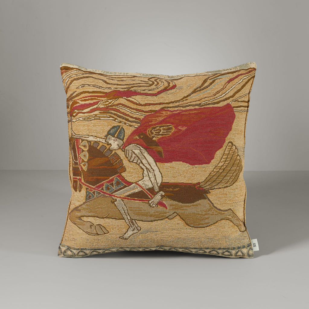 GM horse cushion, 50X50, beige/coral