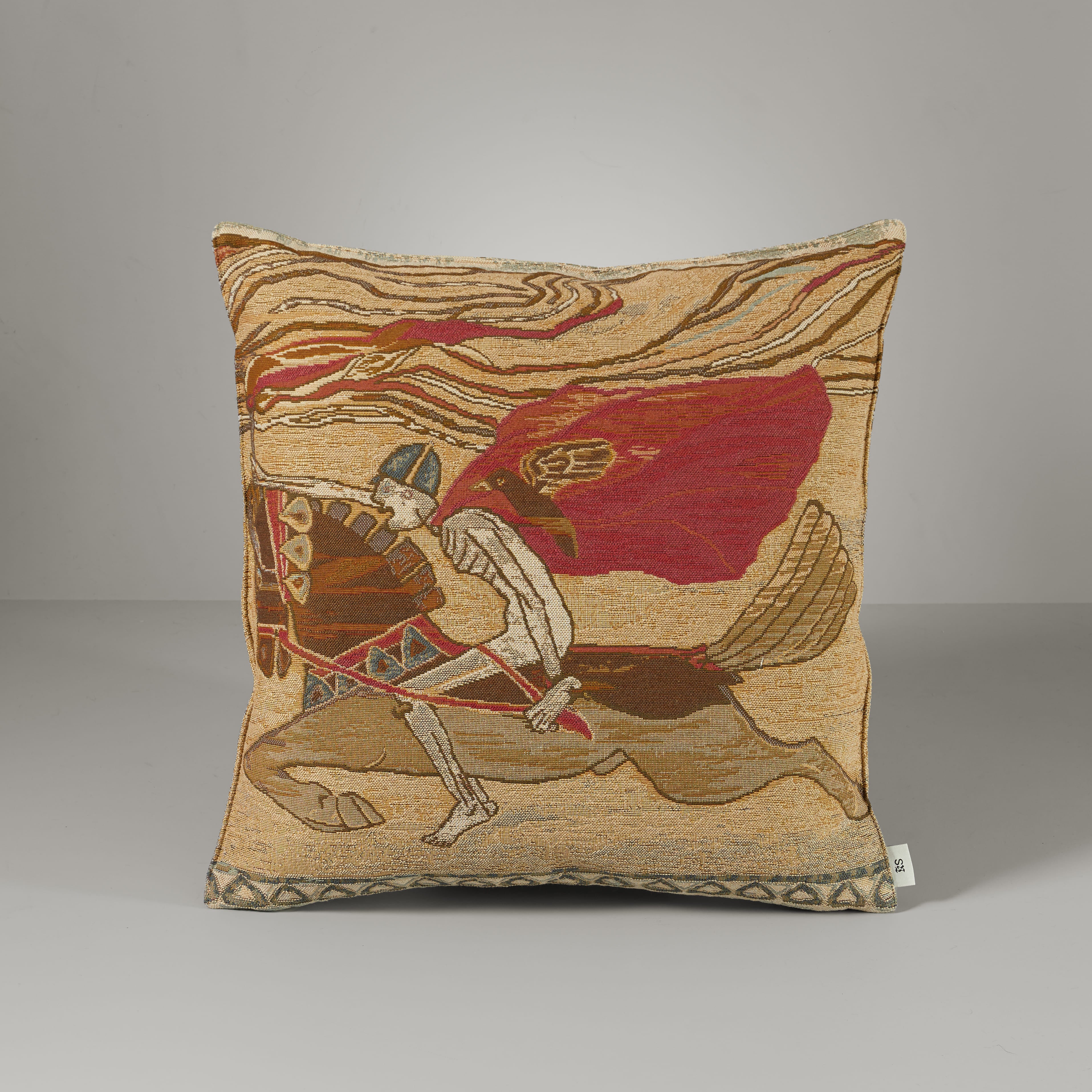 GM horse cushion, 50X50, beige/coral
