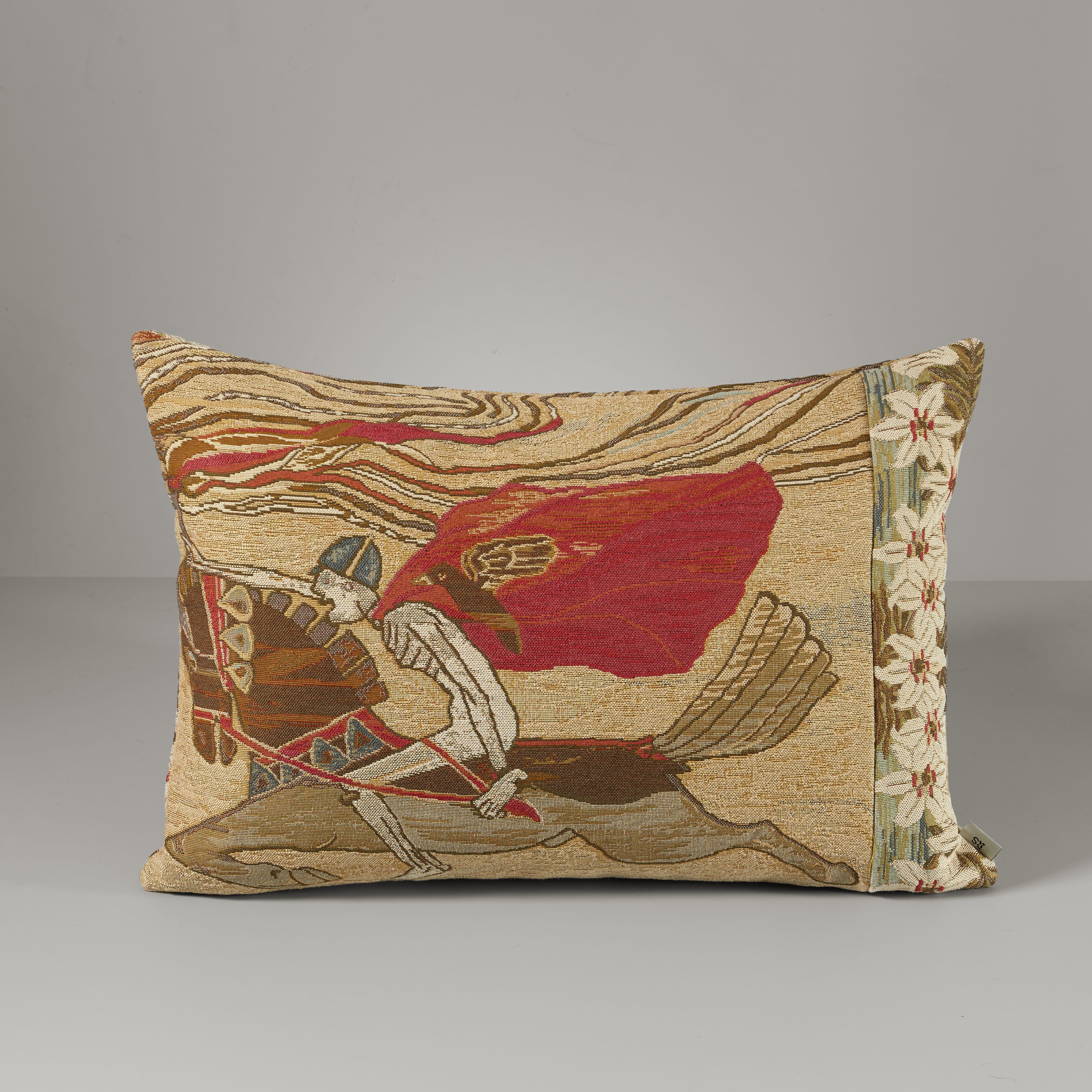 GM horse cushion, 40X60, beige/coral