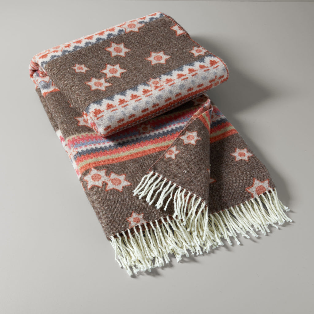 Archive flowers throw, 130X190, brown/multi