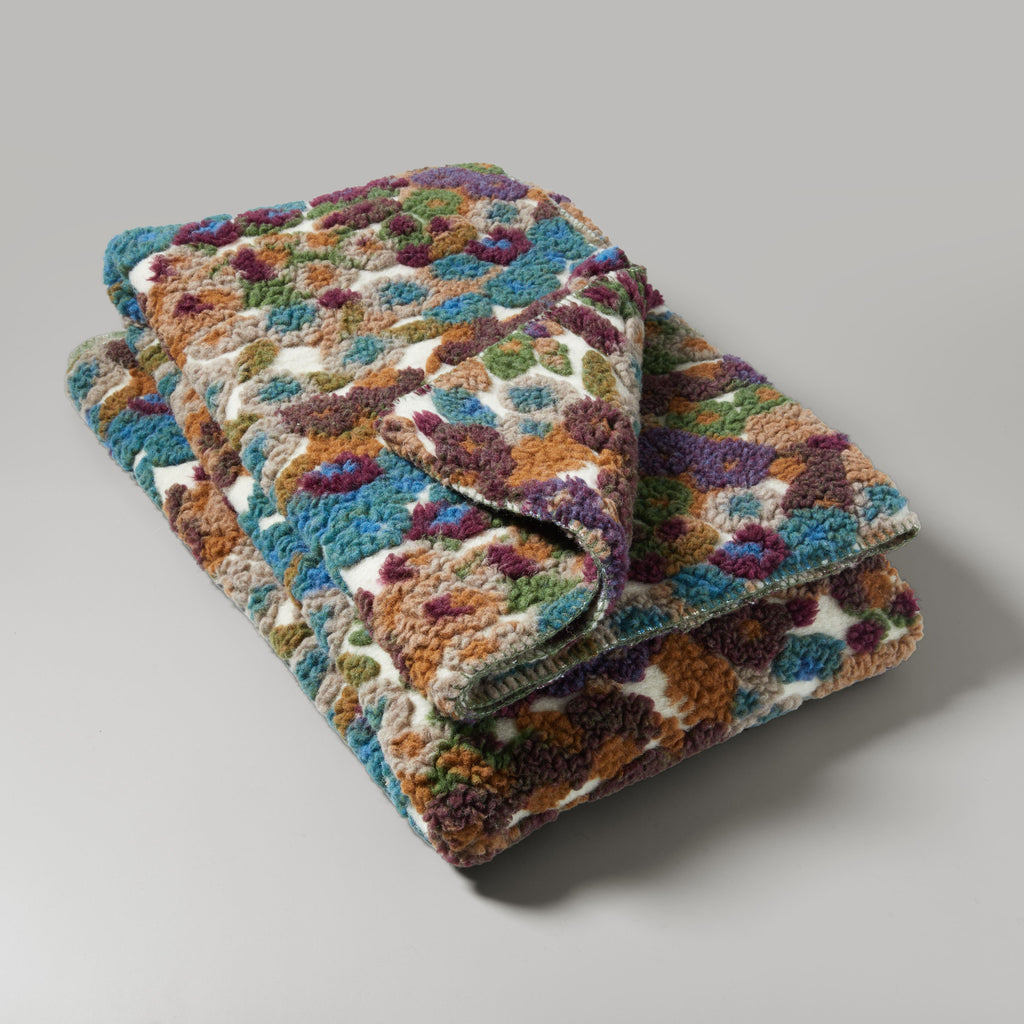 Aurora flowers, wool  throw, 150X190, multi