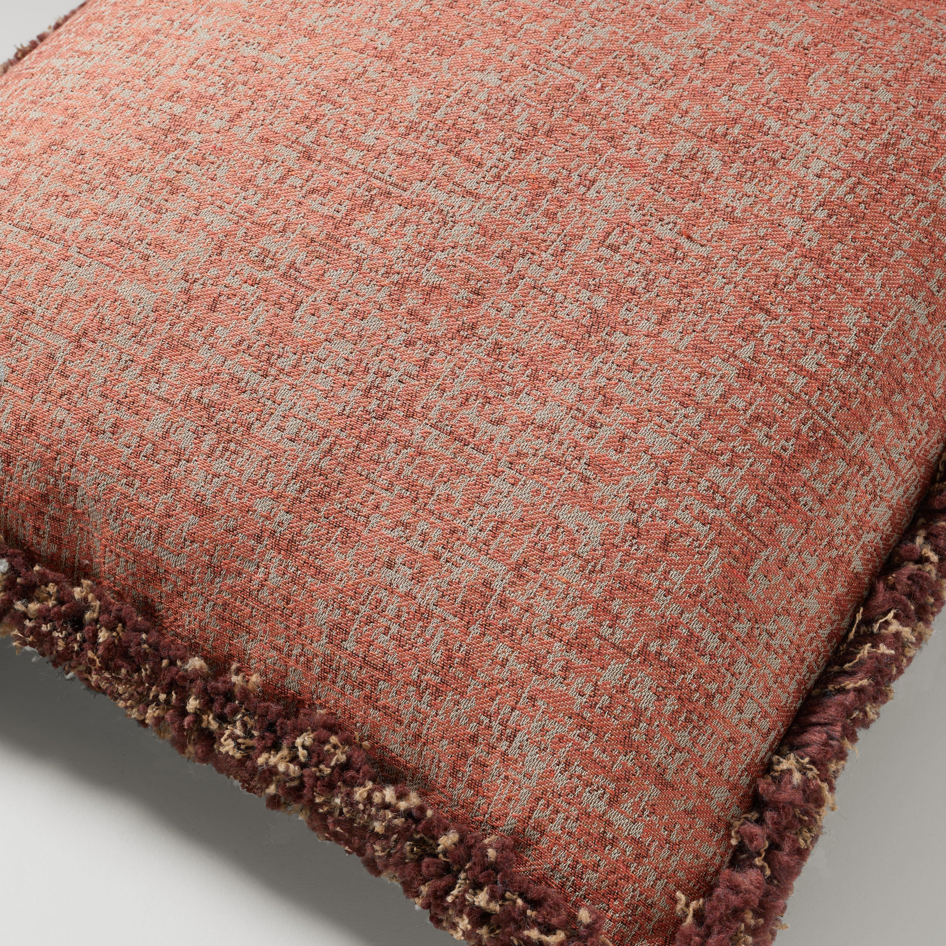 Audrey denim fringe cushion, 50X50, red