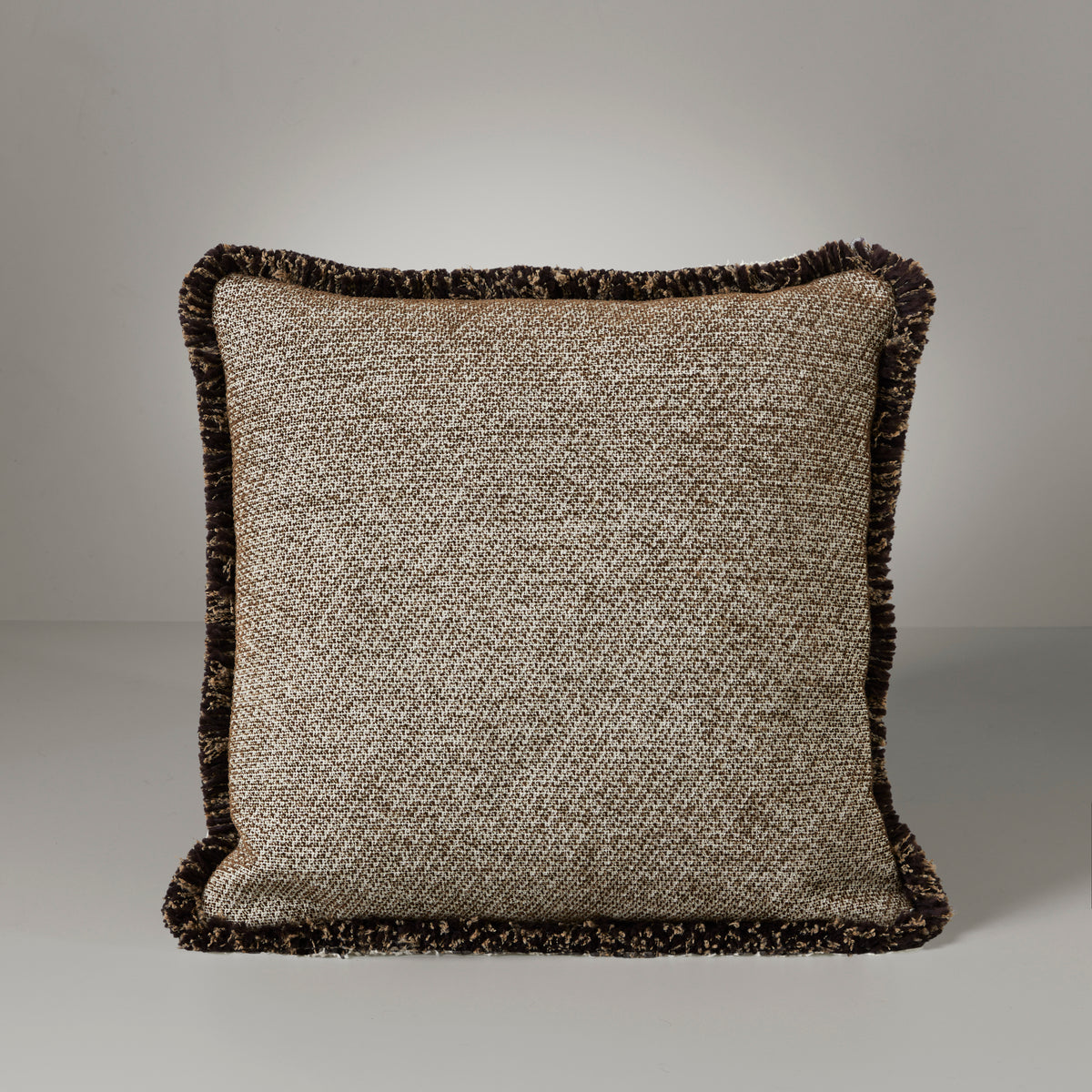 Ari chenille fringe cushion, 50X50, deep brown