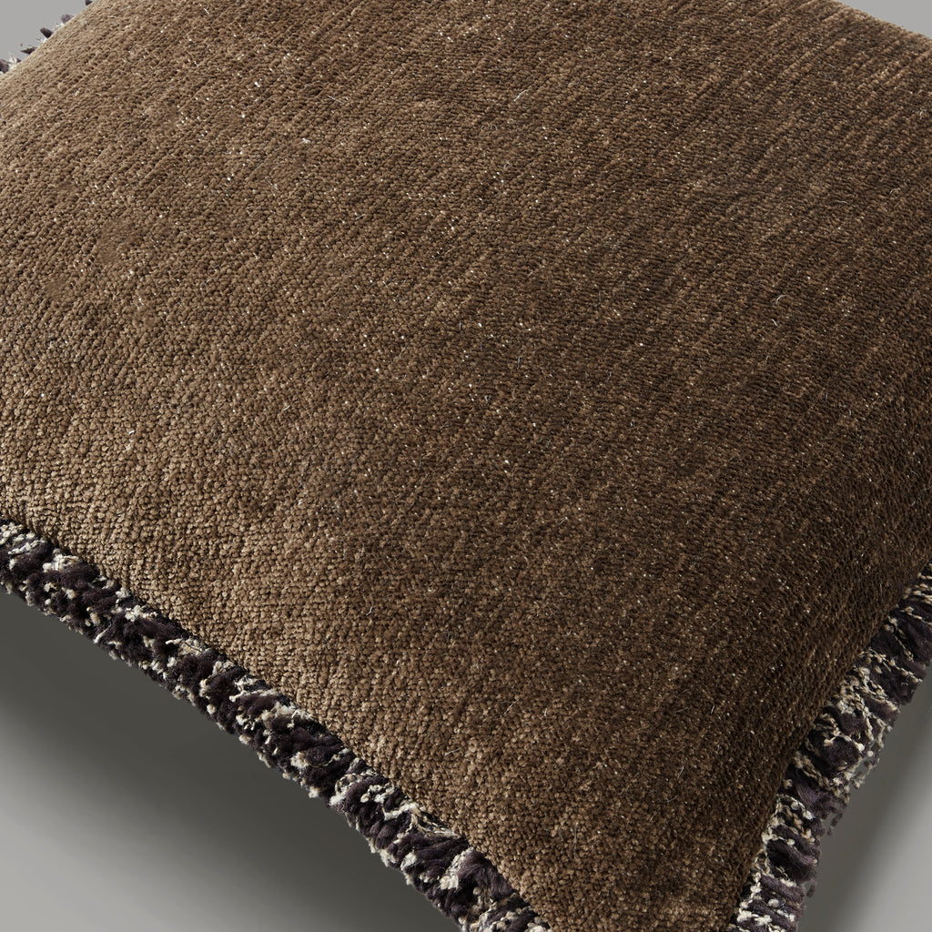 Ari chenille fringe cushion, 50X50, deep brown