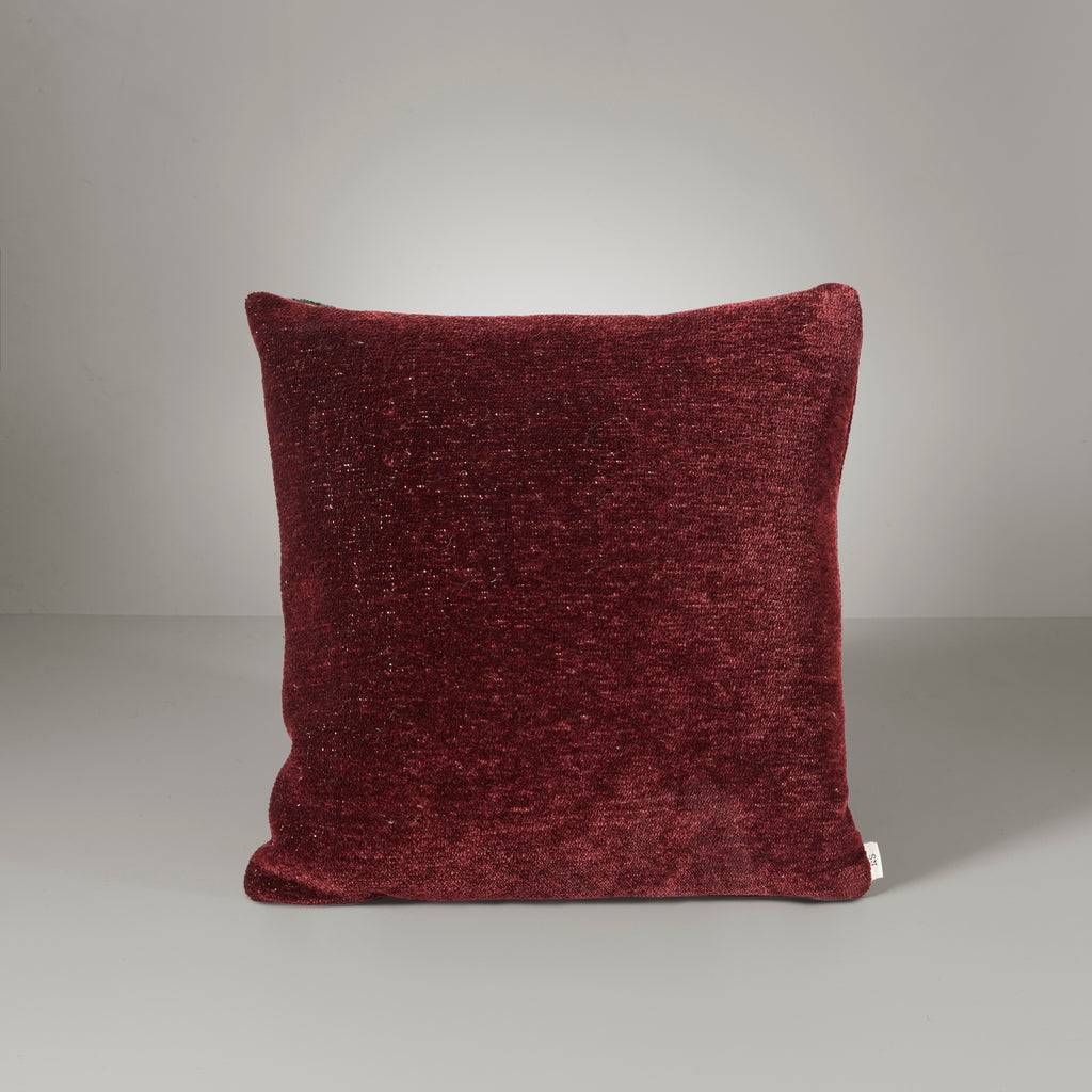 Ari chenille cushion, deep burgundy