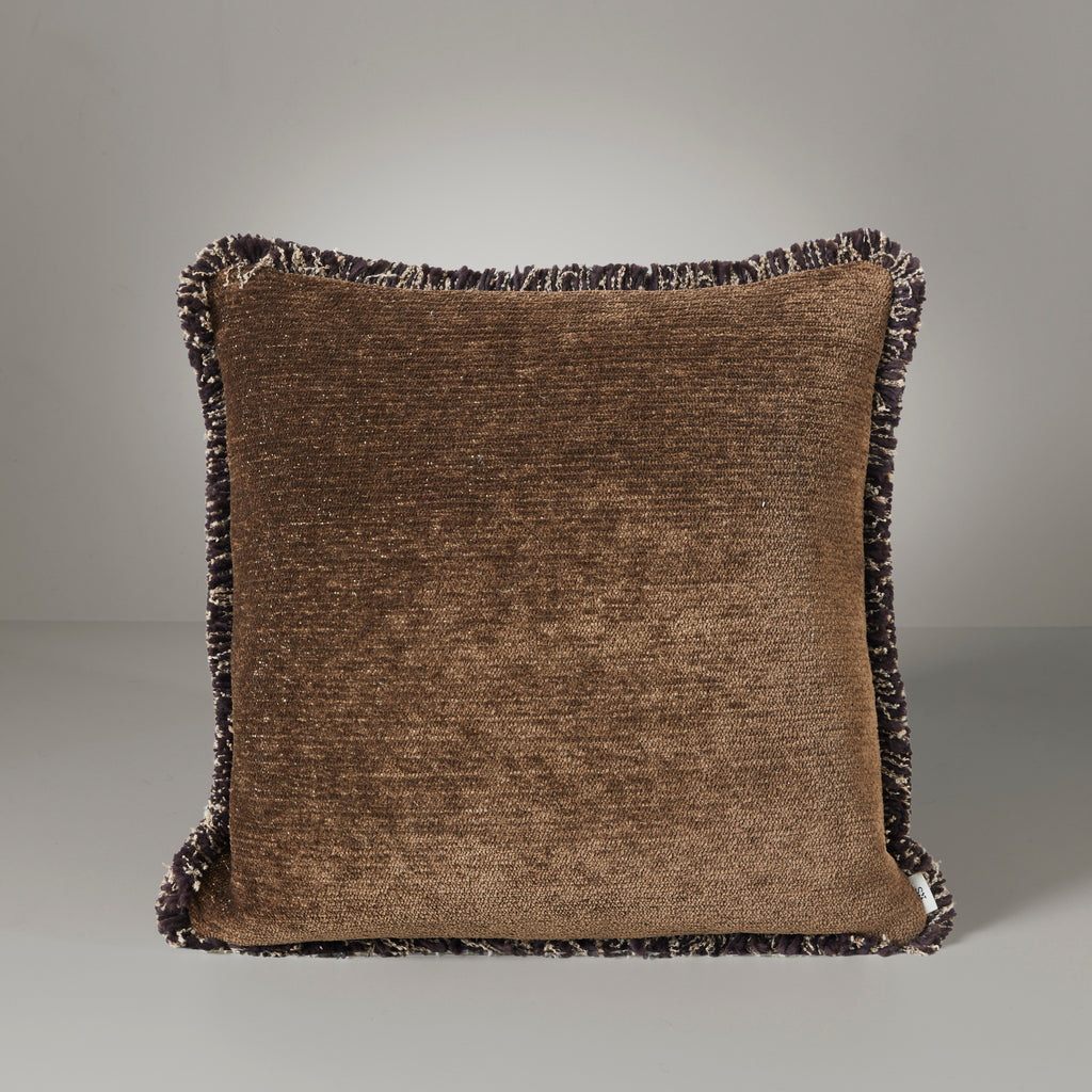 Ari chenille fringe cushion, 50X50, deep brown