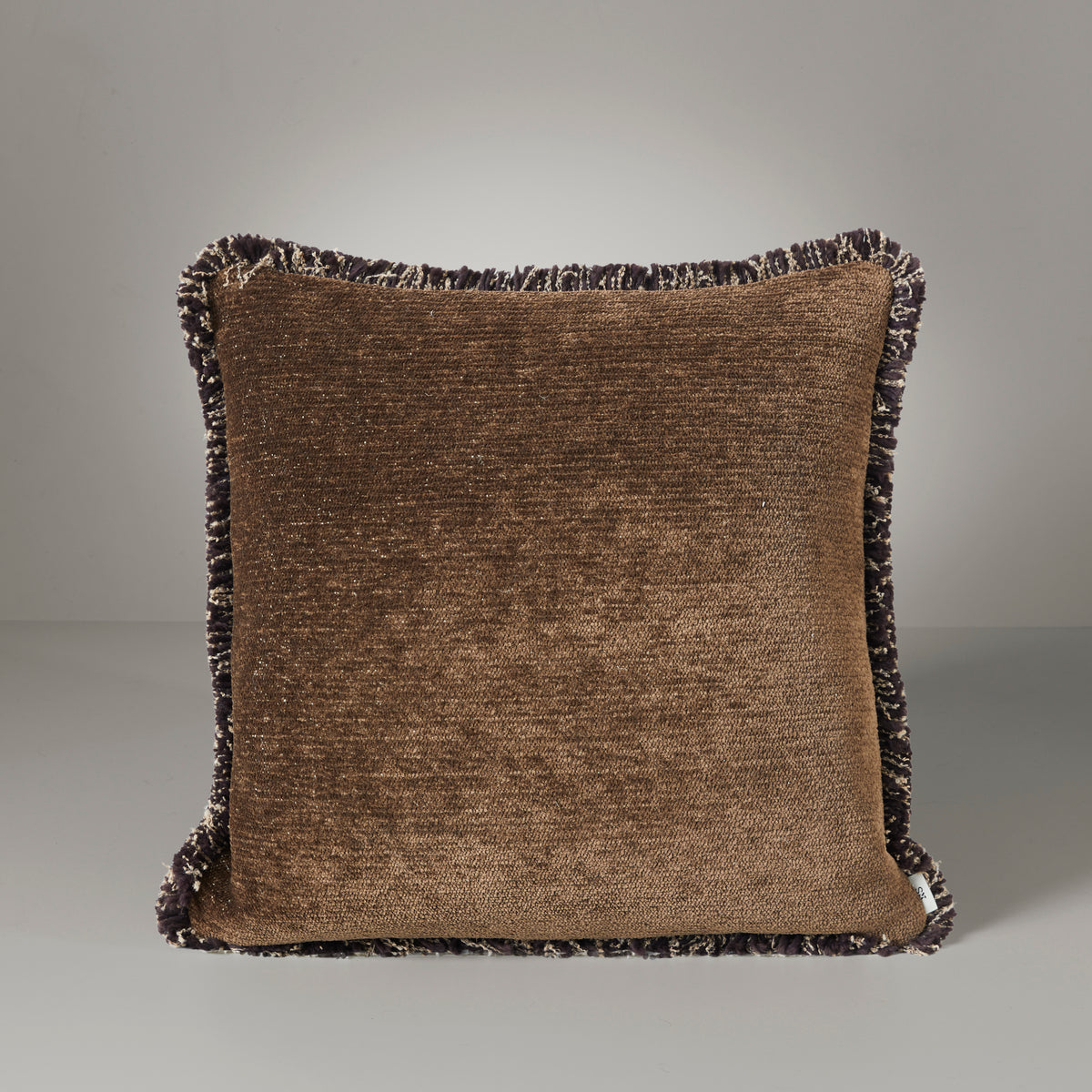 Ari chenille fringe cushion, 50X50, deep brown