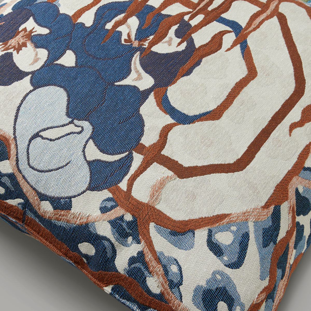 Frida flora cushion, 60X60, rust/blue