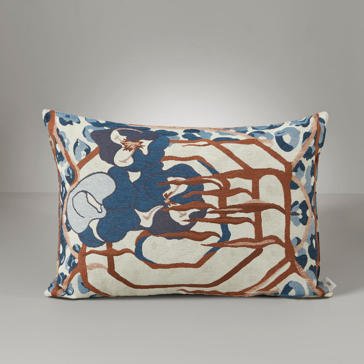 Frida flora cushion, 40x60, rust/blue