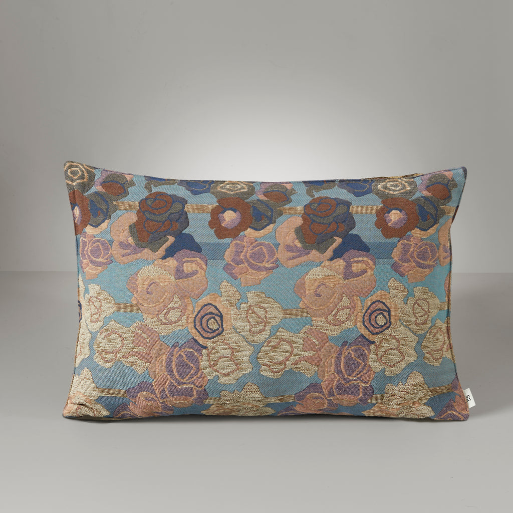 Frida roses cushion, 40X60, blue/pink