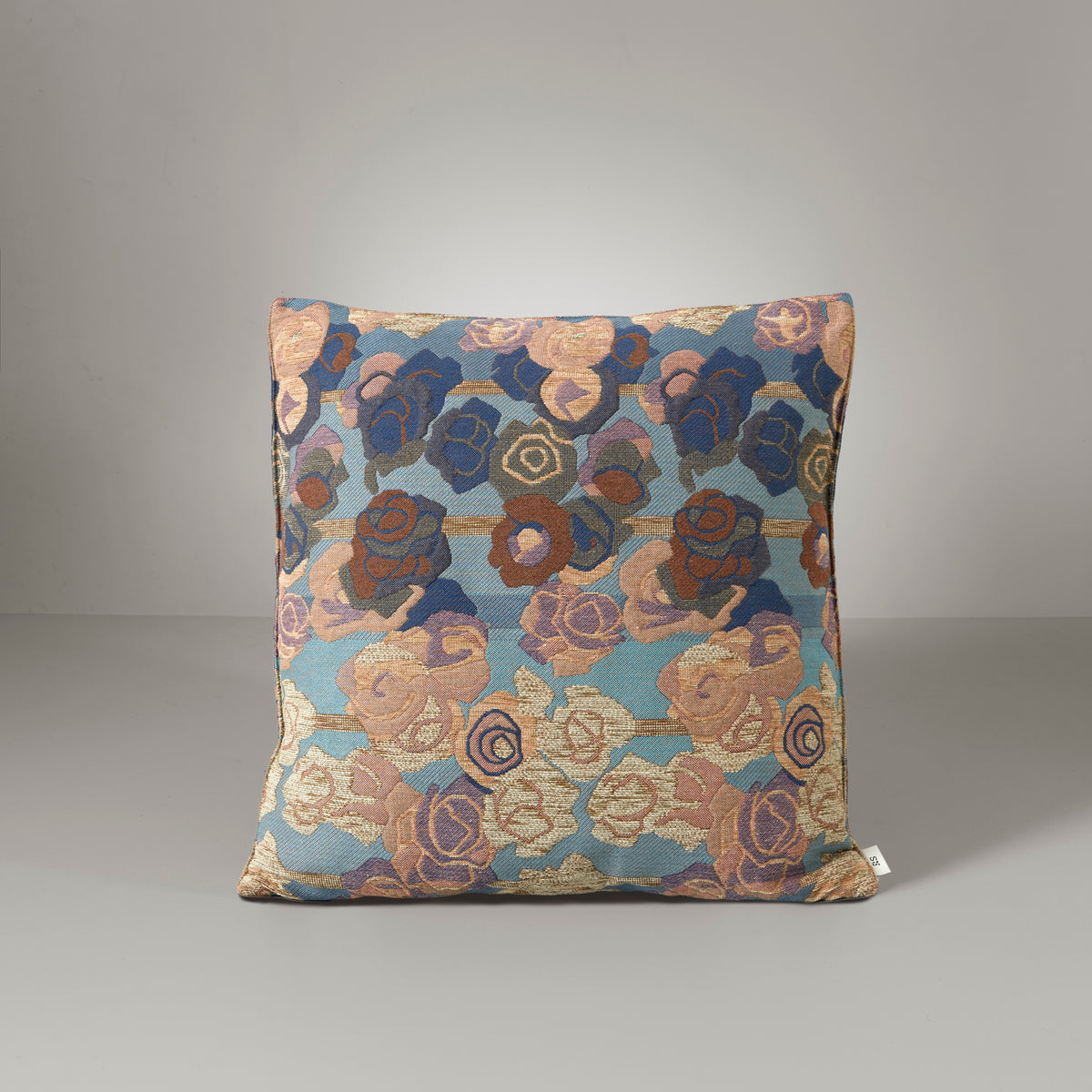 Frida roses cushion, 50X50, blue/pink