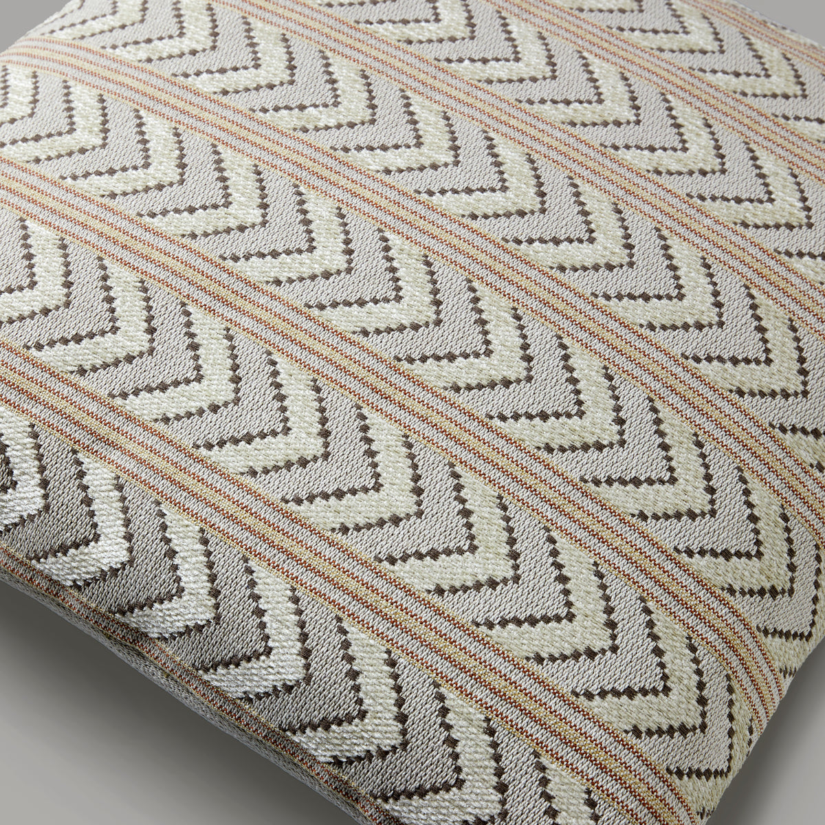 Icons & stripes cushion, beige/rust