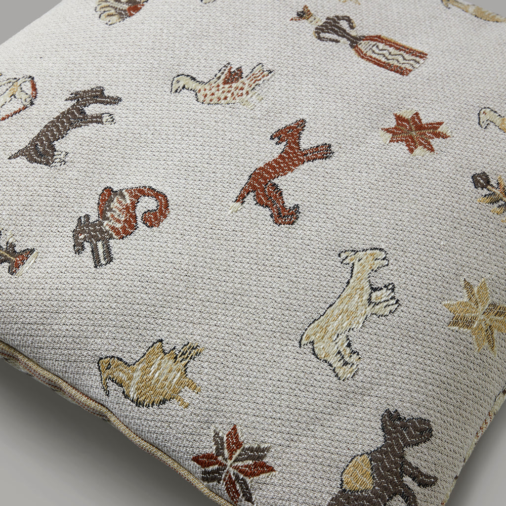 Icons & stripes cushion, beige/rust