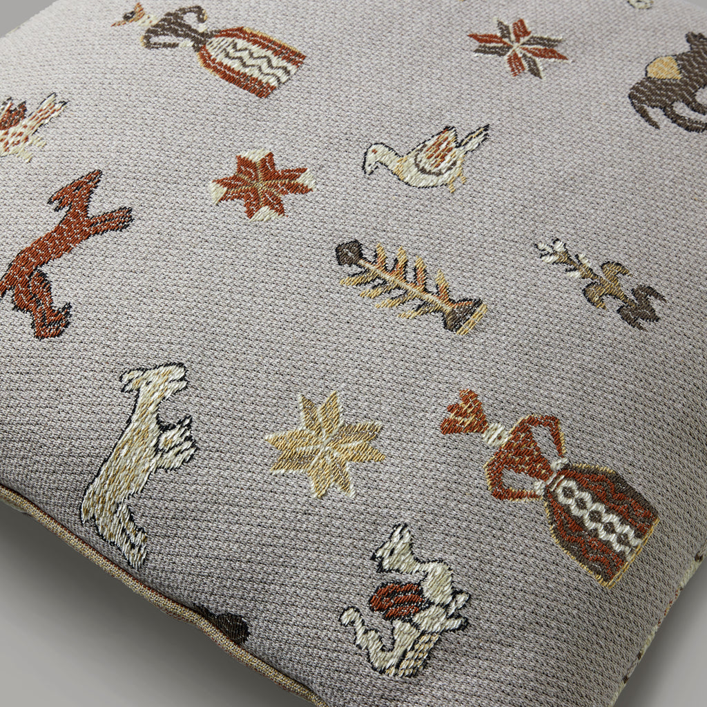 Icons & stripes cushion, taupe/rust