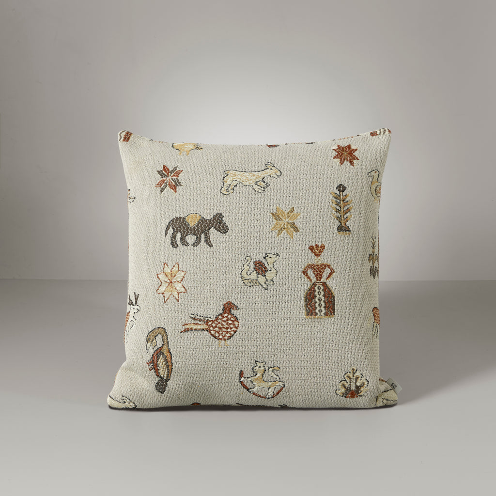 Icons & stripes cushion, beige/rust