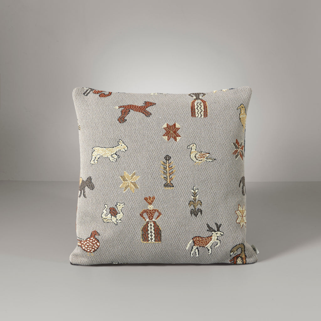 Icons & stripes cushion, taupe/rust