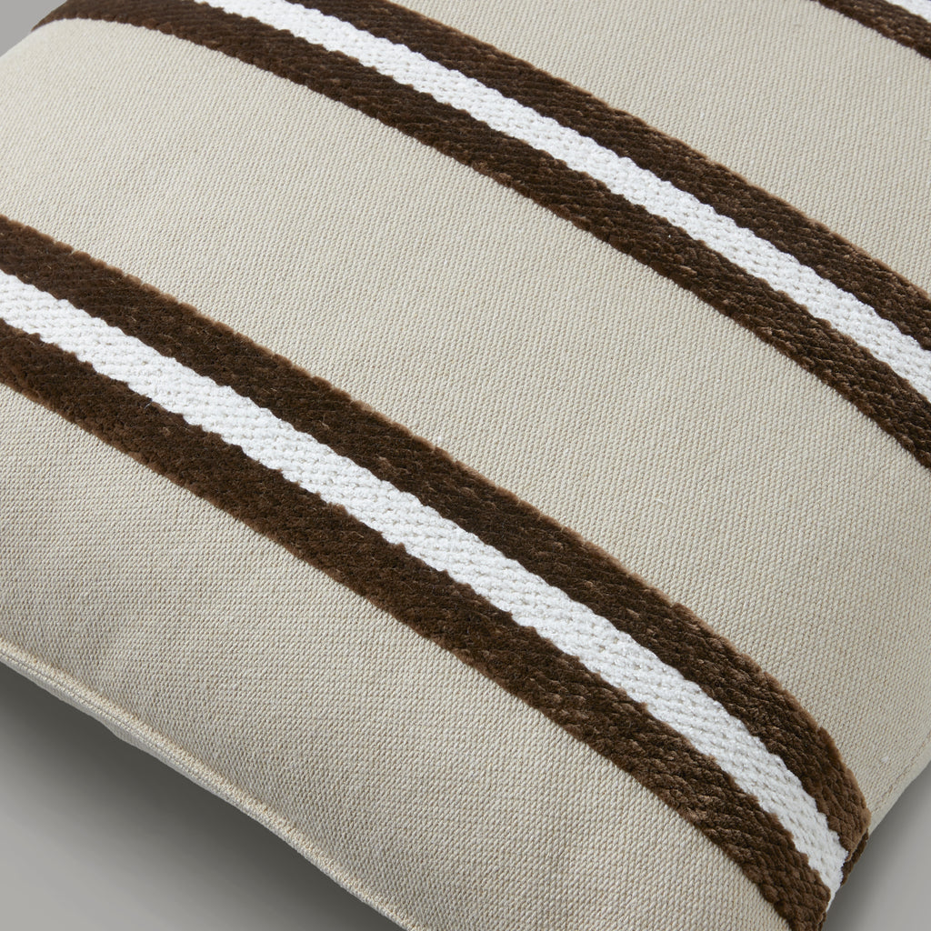 Nordic plush stripe cushion, 60X60, deep brown