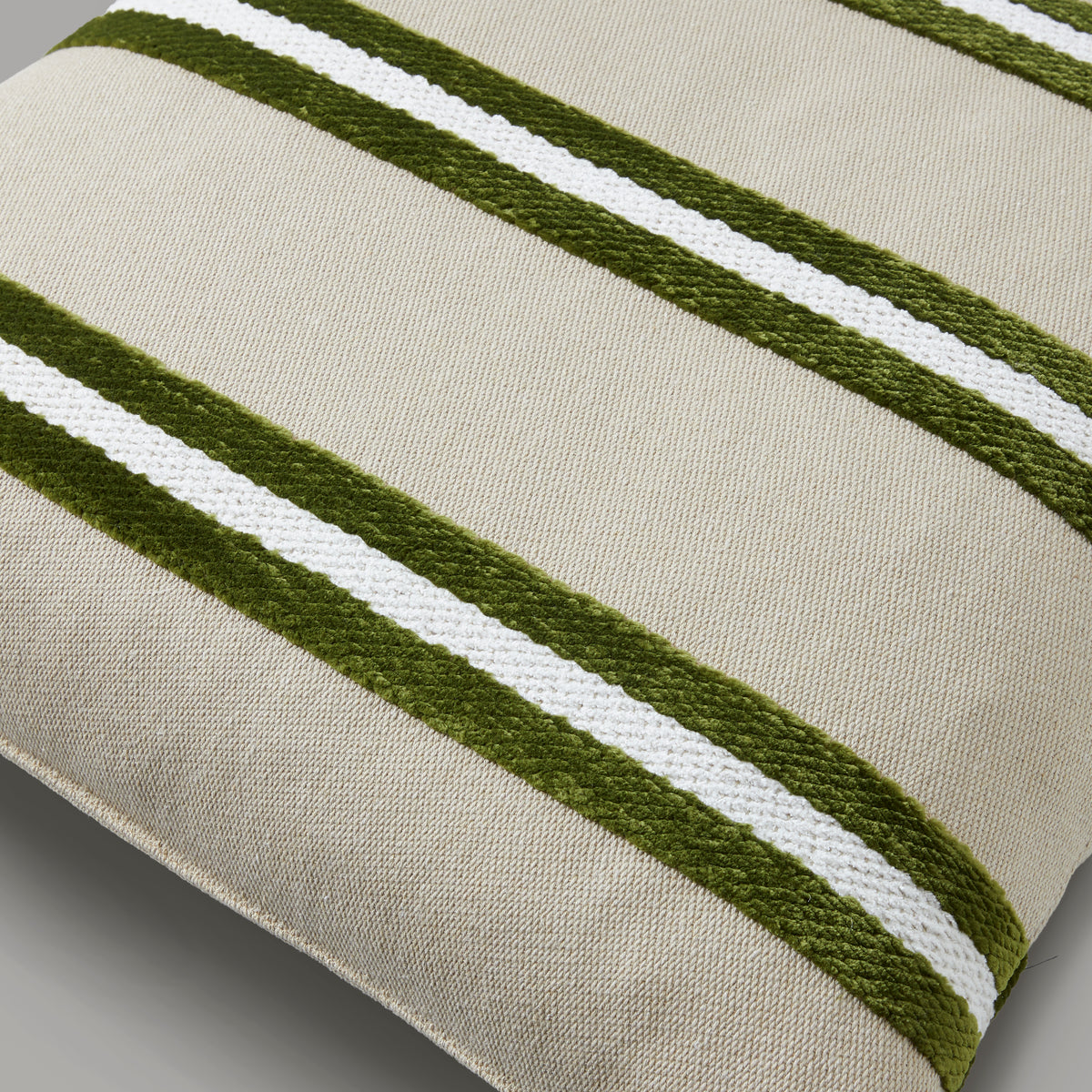 Nordic plush stripe cushion, 60X60, olive green