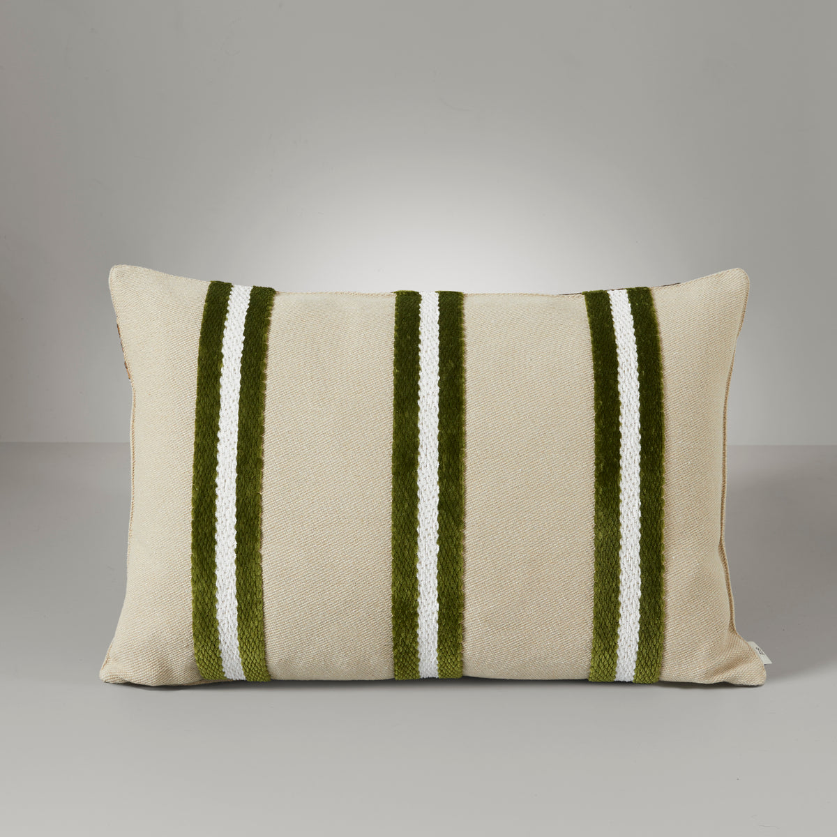 Nordic plush stripe cushion, 40X60, olive green