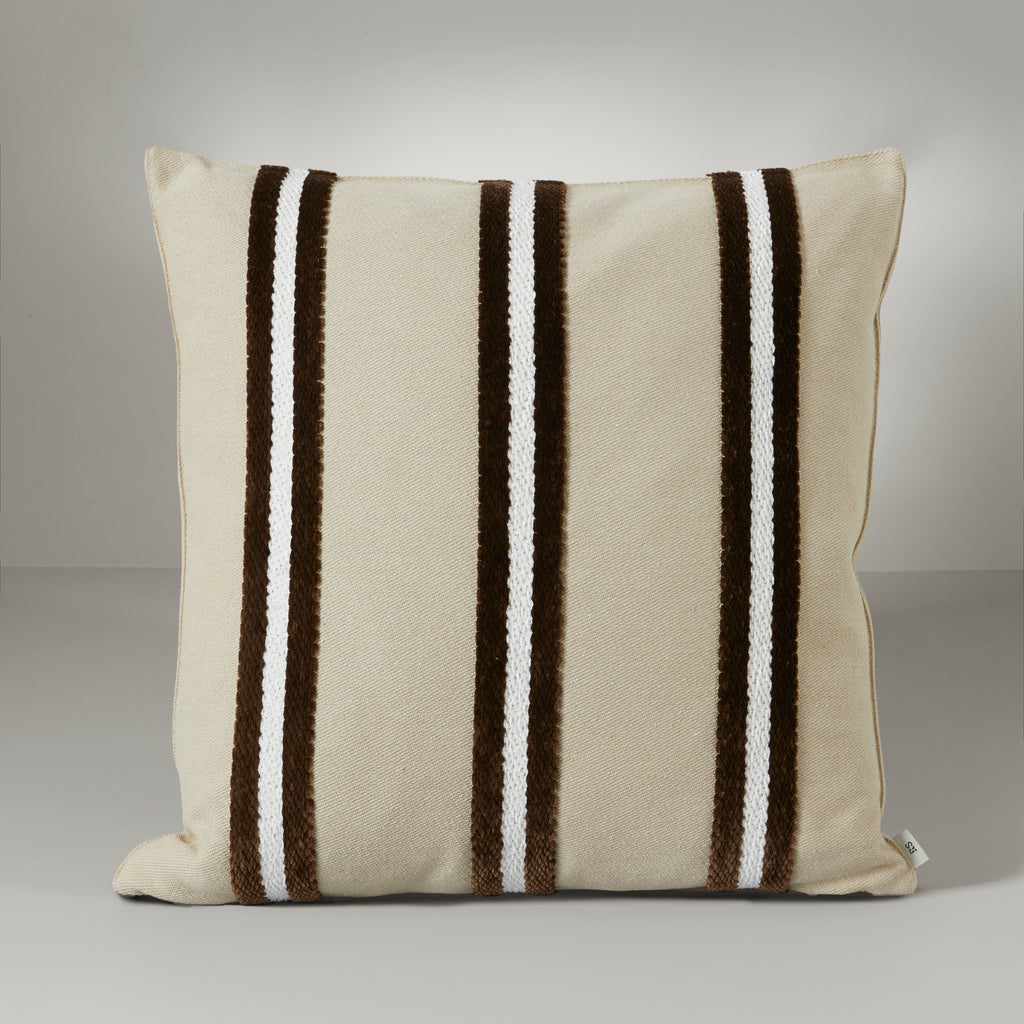 Nordic plush stripe cushion, 60X60, deep brown