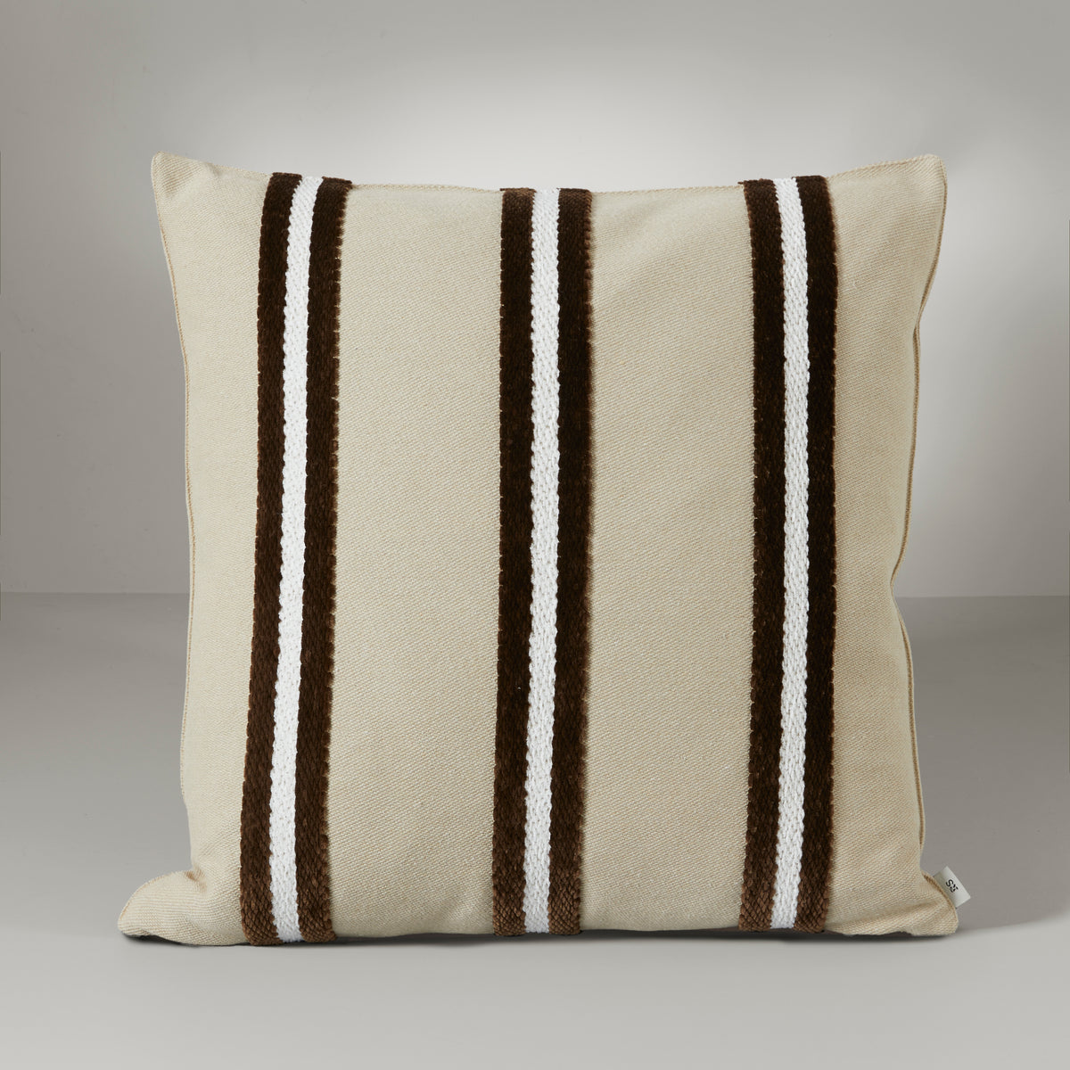 Nordic plush stripe cushion, 60X60, deep brown
