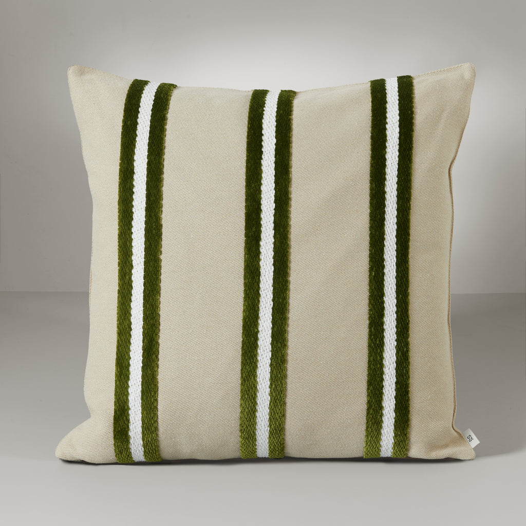 Nordic plush stripe cushion, 60X60, olive green
