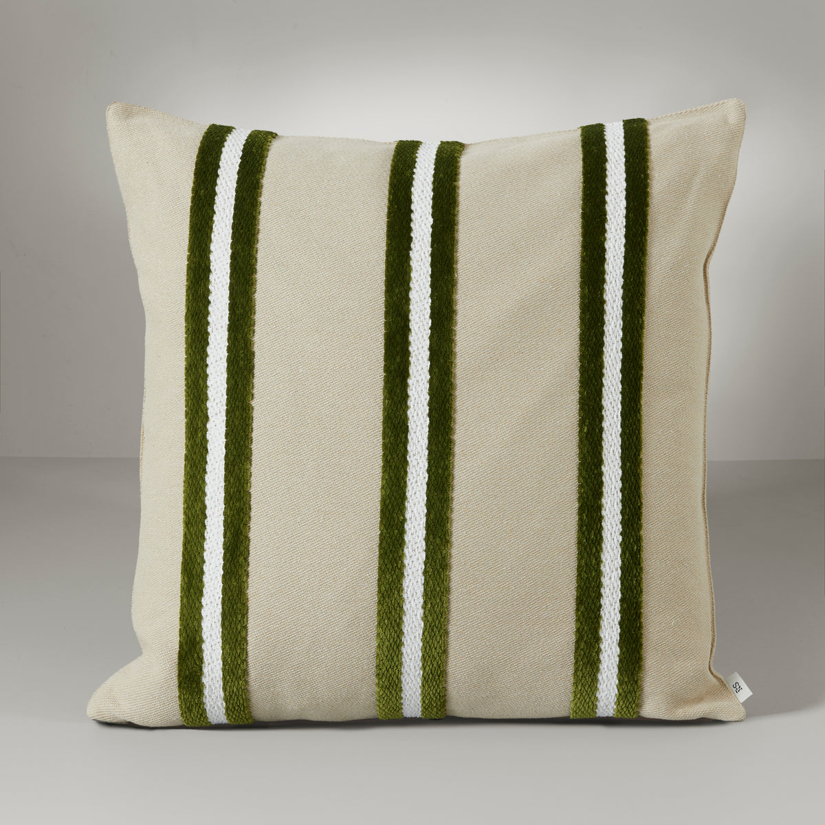 Nordic plush stripe cushion, 60X60, olive green