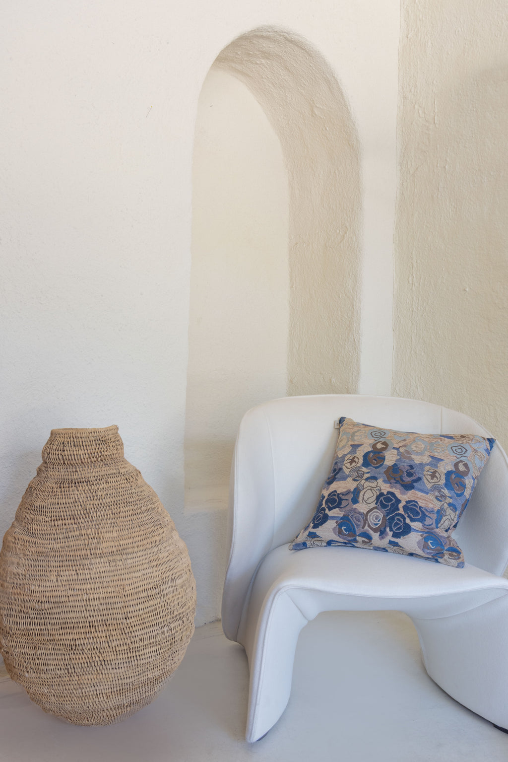 Frida roses cushion, 50X50, blue/beige