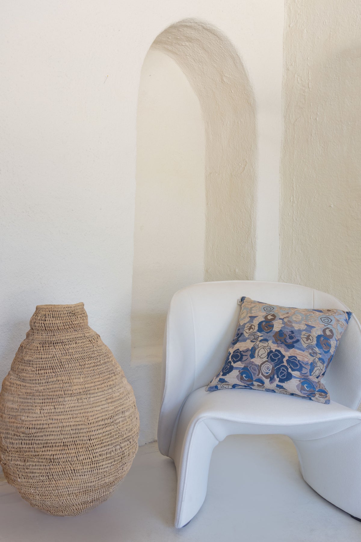 Frida roses cushion, 50X50, blue/beige